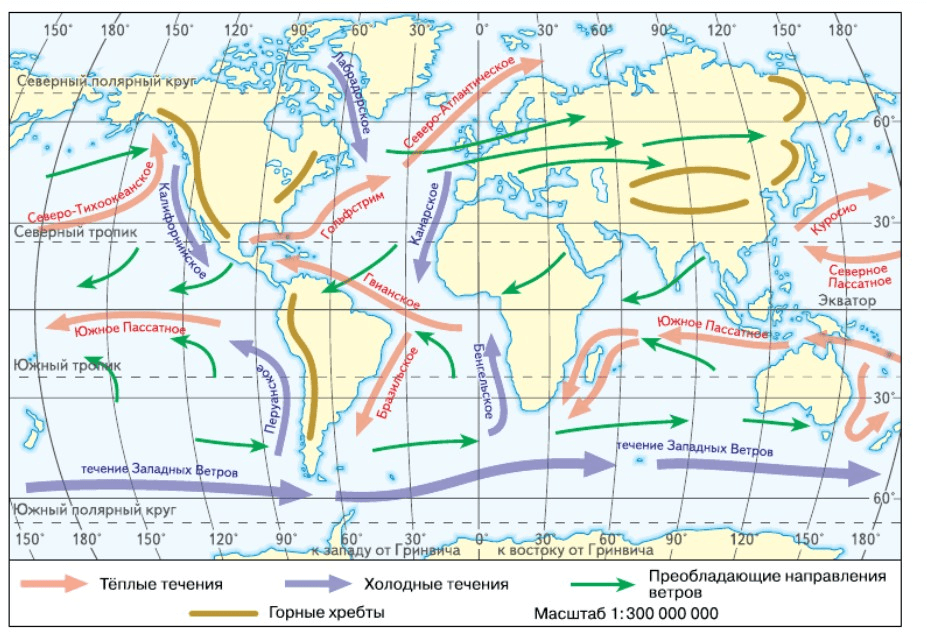 15 холодных течений. Схема основных поверхностных течений мирового океана. Тёплые течения мирового океана на карте. Карта течений мирового океана.