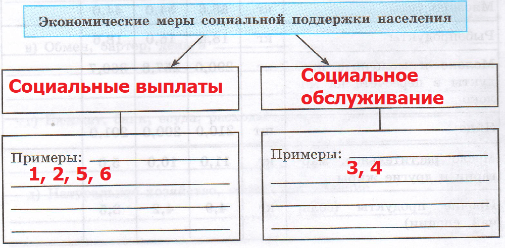 Заполните пропуски в схеме соотнесите приведенные примеры в следующем перечне с видами экономических